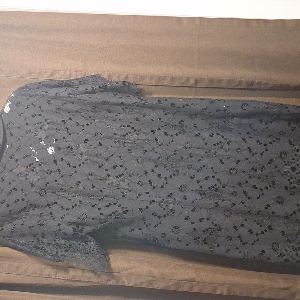 Black Lace Button-Up Dress - Picture 4 of 10